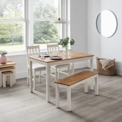 Coxmoor 4 Seater Rectangular Dining Table, Off White Solid Oak