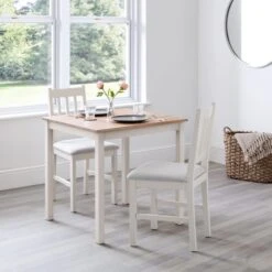 Coxmoor Set Of 2 Dining Chairs, Ivory Faux Linen