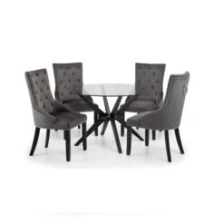 Hayden 4 Seater Round Dining Table, Clear Glass -Furniture Store 30794260 alt05