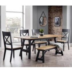 Hockley 6 Seater Rectangular Dining Table, Natural & Black