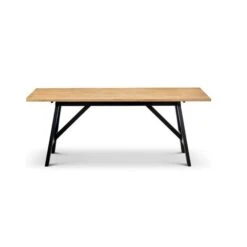 Hockley 6 Seater Rectangular Dining Table, Natural & Black -Furniture Store 30794266 alt02