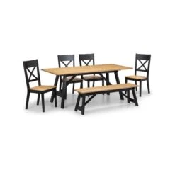 Hockley 6 Seater Rectangular Dining Table, Natural & Black -Furniture Store 30794266 alt05