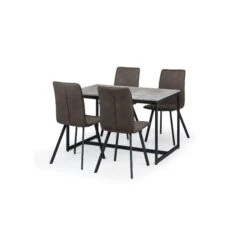 Monroe Set Of 2 Dining Chairs, Charcoal Faux Linen -Furniture Store 30794326 alt03