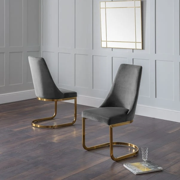 Vittoria Set Of 2 Cantilever Dining Chairs, Velvet 1 Vittoria Set Of 2 Cantilever Dining Chairs, Velvet