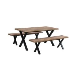 Ezra 6 Seater Rectangular Dining Table With 2 Benches -Furniture Store 30802259 alt03