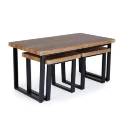 Freddie Nest Coffee Table, Rustic Wood Effect -Furniture Store 30809245 alt02