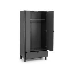 Chloe Double 1 Drawer Wardrobe, Grey -Furniture Store 30809992 alt02
