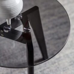 Brea Round Side Table, Glass -Furniture Store 30810758 alt01