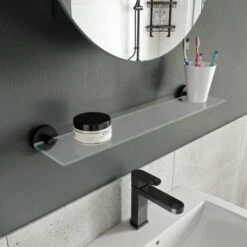 Epsom Flexi-FixTM Matt Black Glass Shelf -Furniture Store 30814810 alt04
