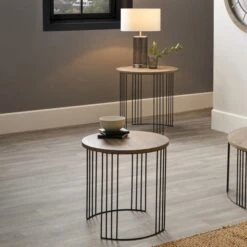 Pacific Atri Set Of 2 Nest Of Side Tables, Light Wood Effect