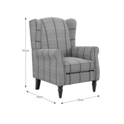 Oswald Check Armchair, Green -Furniture Store 30827410 alt09