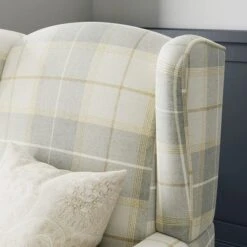 Oswald Check Armchair, Natural Grey -Furniture Store 30827492 alt03