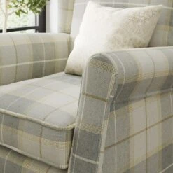 Oswald Check Armchair, Natural Grey -Furniture Store 30827492 alt04