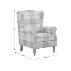Oswald Check Armchair, Natural Grey -Furniture Store 30827492 alt09