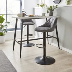 Noah Height Adjustable Bar Stool, Faux Suede -Furniture Store 30834813