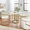 Sascha 4 Seater Round Dining Table, Marble