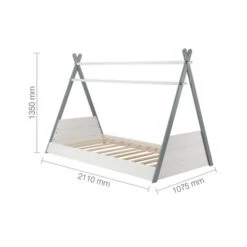 Kids Teepee Bed, White & Grey -Furniture Store 30844189 alt09