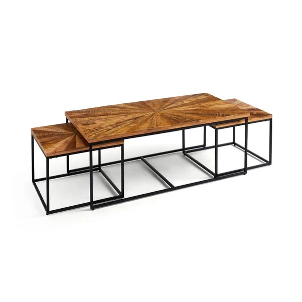 Zayn Starburst Pattern Nest Of Coffee Tables, Mango Wood 7 Zayn Starburst Pattern Nest Of Coffee Tables, Mango Wood - Image 7