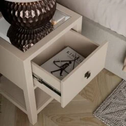 Malone 1 Drawer Slim Bedside Table, Warm Grey -Furniture Store 30847633 alt04