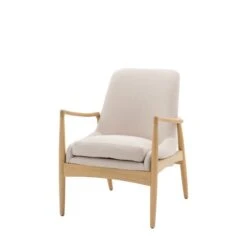 Callar Linen Wooden Arm Accent Chair -Furniture Store 30850879 alt02