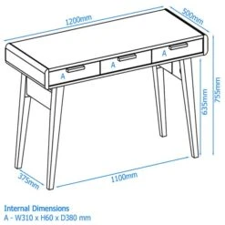 Kai 3 Drawer Desk -Furniture Store 30850924 alt09