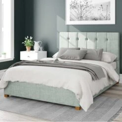 Hepburn Pure Pastel Cotton Ottoman Bed Frame -Furniture Store 30852269