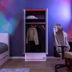 X Rocker Carbon Tek Wardrobe With Neo Fibre LED -Furniture Store 30856202 alt03