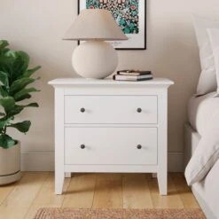 Lynton 2 Drawer Wide Bedside Table -Furniture Store 30856991