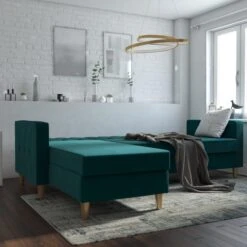 Cosmo Living Liberty Velvet Corner Chaise Double Sofa Bed -Furniture Store 30859551 alt02