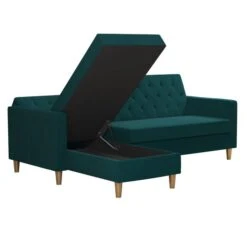 Cosmo Living Liberty Velvet Corner Chaise Double Sofa Bed -Furniture Store 30859551 alt05