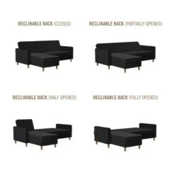 Cosmo Living Liberty Velvet Corner Chaise Double Sofa Bed -Furniture Store 30859559 alt04