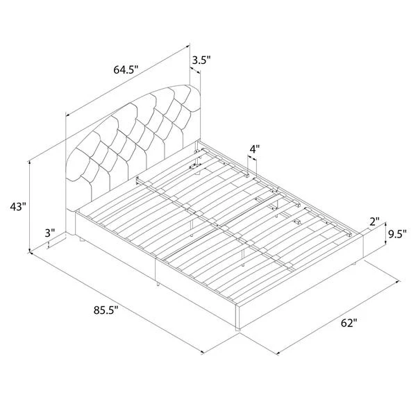 Aspen Upholstered Bed Frame, Velvet 8 Aspen Upholstered Bed Frame, Velvet - Image 8