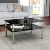 AVF Large Coffee Table, Black Glass With Chrome Legs
