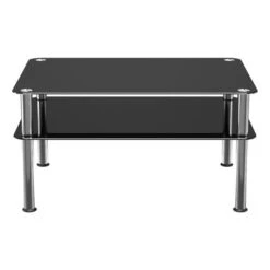 AVF Large Coffee Table, Black Glass With Chrome Legs -Furniture Store 30861059 alt02