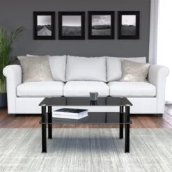 AVF Large Coffee Table, Black Glass With Black Legs -Furniture Store 30861074 alt03