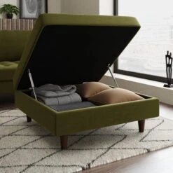 Zoe Square Velvet Footstool With Storage -Furniture Store 30864237 alt03