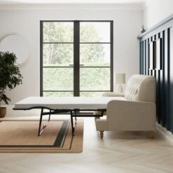 Beatrice Buttoned Luna Fabric Natural 3 Seater Double Sofa Bed -Furniture Store 30864247 alt03