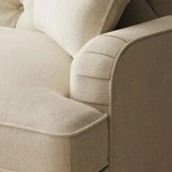 Beatrice Buttoned Luna Fabric Natural 3 Seater Double Sofa Bed -Furniture Store 30864247 alt05