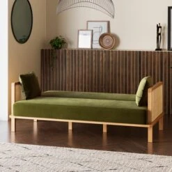 Lila Wicker And Velvet Clic Clac Double Sofa Bed -Furniture Store 30866442 alt02