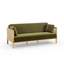 Lila Wicker And Velvet Clic Clac Double Sofa Bed -Furniture Store 30866442 alt06