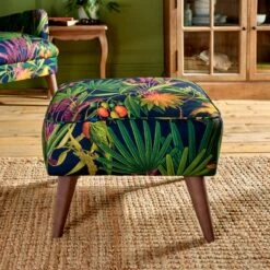 Marlow Footstool, Tropical Treasures Print -Furniture Store 30868930 alt01