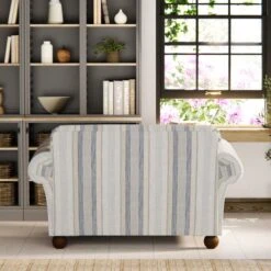 Angus Striped Linen Snuggle Chair -Furniture Store 30869752 alt03