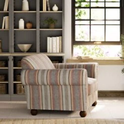Angus Striped Linen Snuggle Chair -Furniture Store 30869753 alt02
