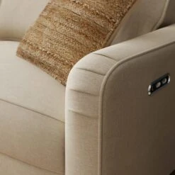 Beatrice Luna Fabric Power Recliner Armchair, Natural -Furniture Store 30869982 alt03