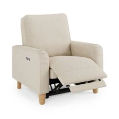 Beatrice Luna Fabric Power Recliner Armchair, Natural -Furniture Store 30869982 alt07