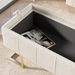 Holland Tray Table Ottoman, Ivory Sherpa -Furniture Store 30870372 alt04