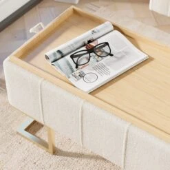 Holland Tray Table Ottoman, Ivory Sherpa -Furniture Store 30870372 alt05