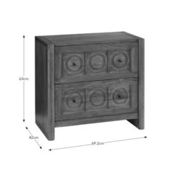 Theodore 2 Drawer Wide Bedside Table, Mango Wood -Furniture Store 30872715 alt09