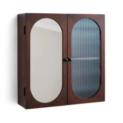 Elias Wall Cabinet, Acacia Wood, Mirror And Reeded Glass -Furniture Store 30873171 alt04