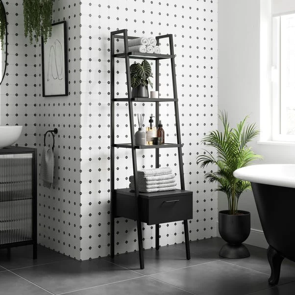 Stannis Reeded Glass Ladder Shelf 1 Stannis Reeded Glass Ladder Shelf